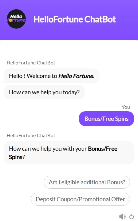 Hello Fortune casino chat en