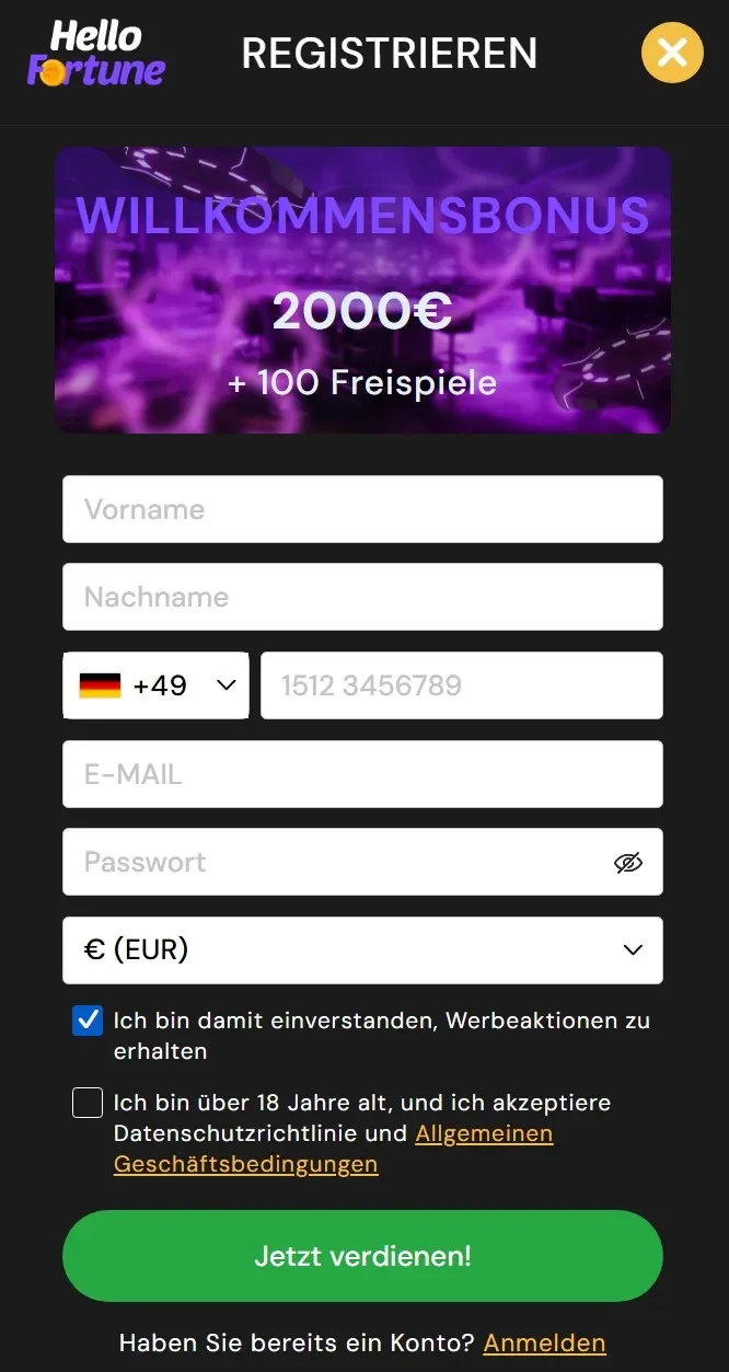 Hello fortune casino registrieren de